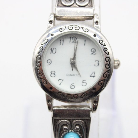 Ladies Western Turquoise Stones Stretch Elastic Band Fashion Watch Varsales - Picture 3 of 8